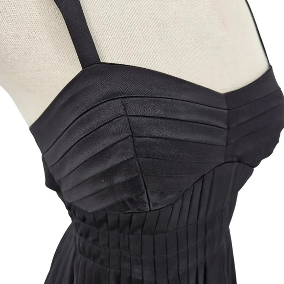 BCBGeneration Fit Flare Dress Black Pleated Sleeveless Sweatheart ALine Sundress - Picture 3 of 10